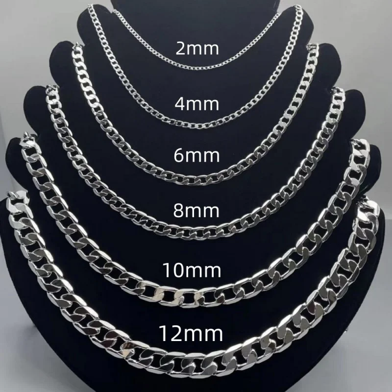 Lobster Clasp Silver - Herren-Halskette aus 925er-Sterlingsilber, 2/4/6/8/10/12 mm, 40–75